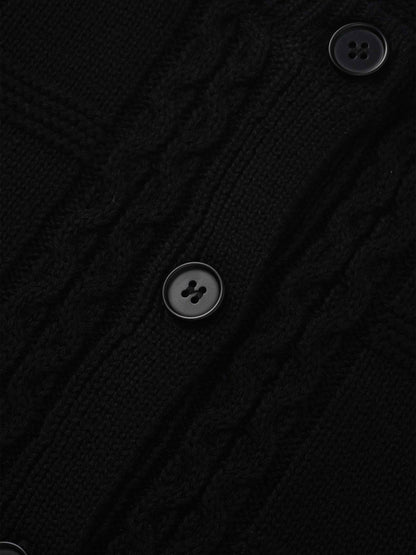 Cable Design Cardigan-Black