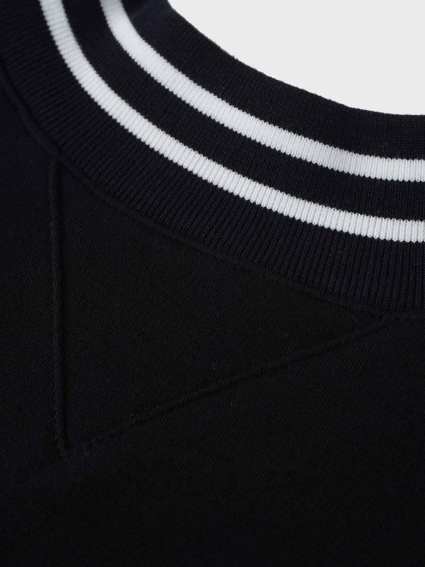 Striped High Neck Sweatshirt-Black/White