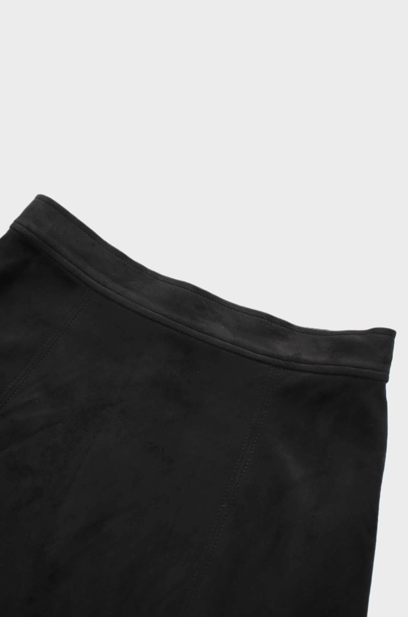 Suede Trumpet Skirt-Black