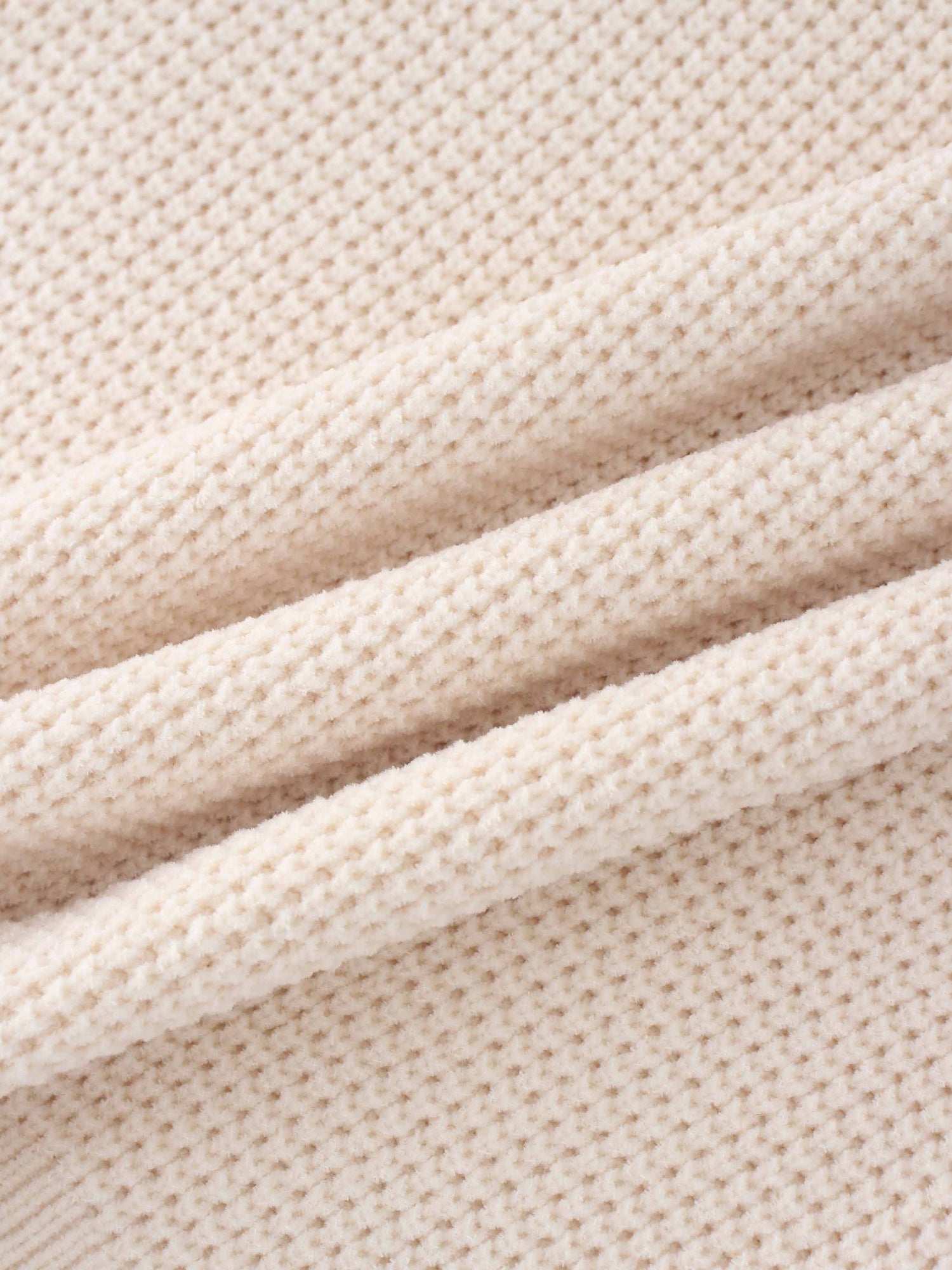 Chenille Waffle Sweater-Cream