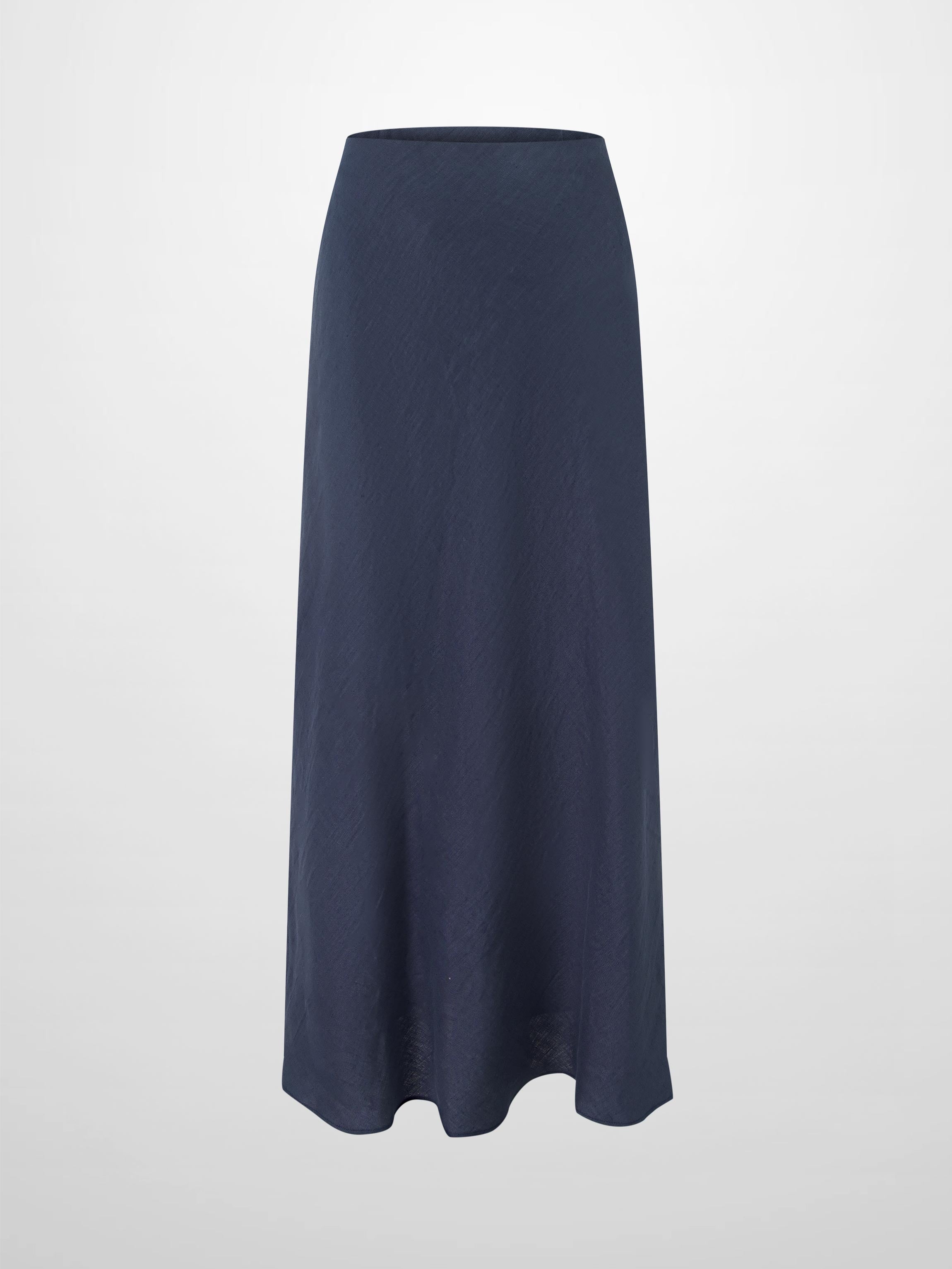 Linen Slip Skirt-Navy