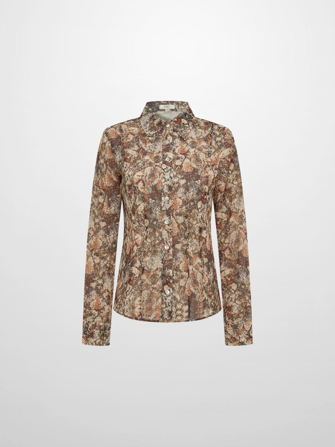 Thin Printed Button Down Blouse - Pixels