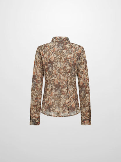 Thin Printed Button Down Blouse - Pixels