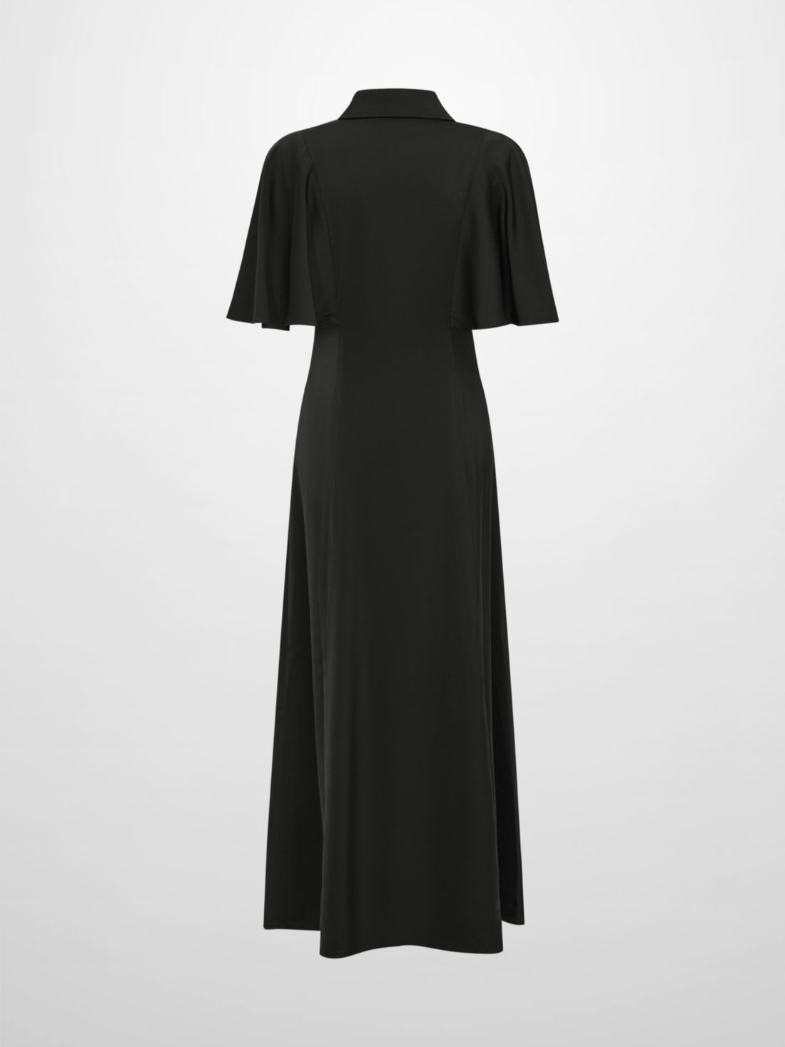 Cape Sleeve Maxi Shirtdress - Black
