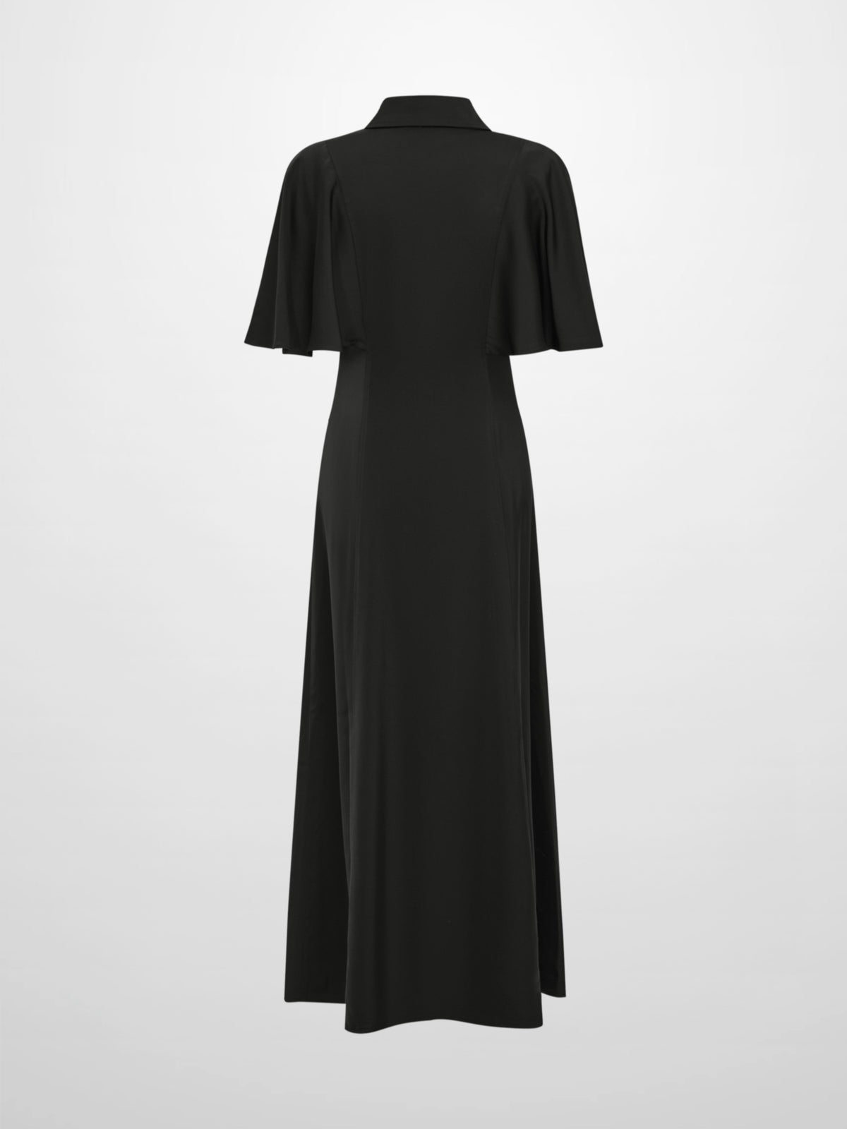 Cape Sleeve Maxi Shirtdress - Black
