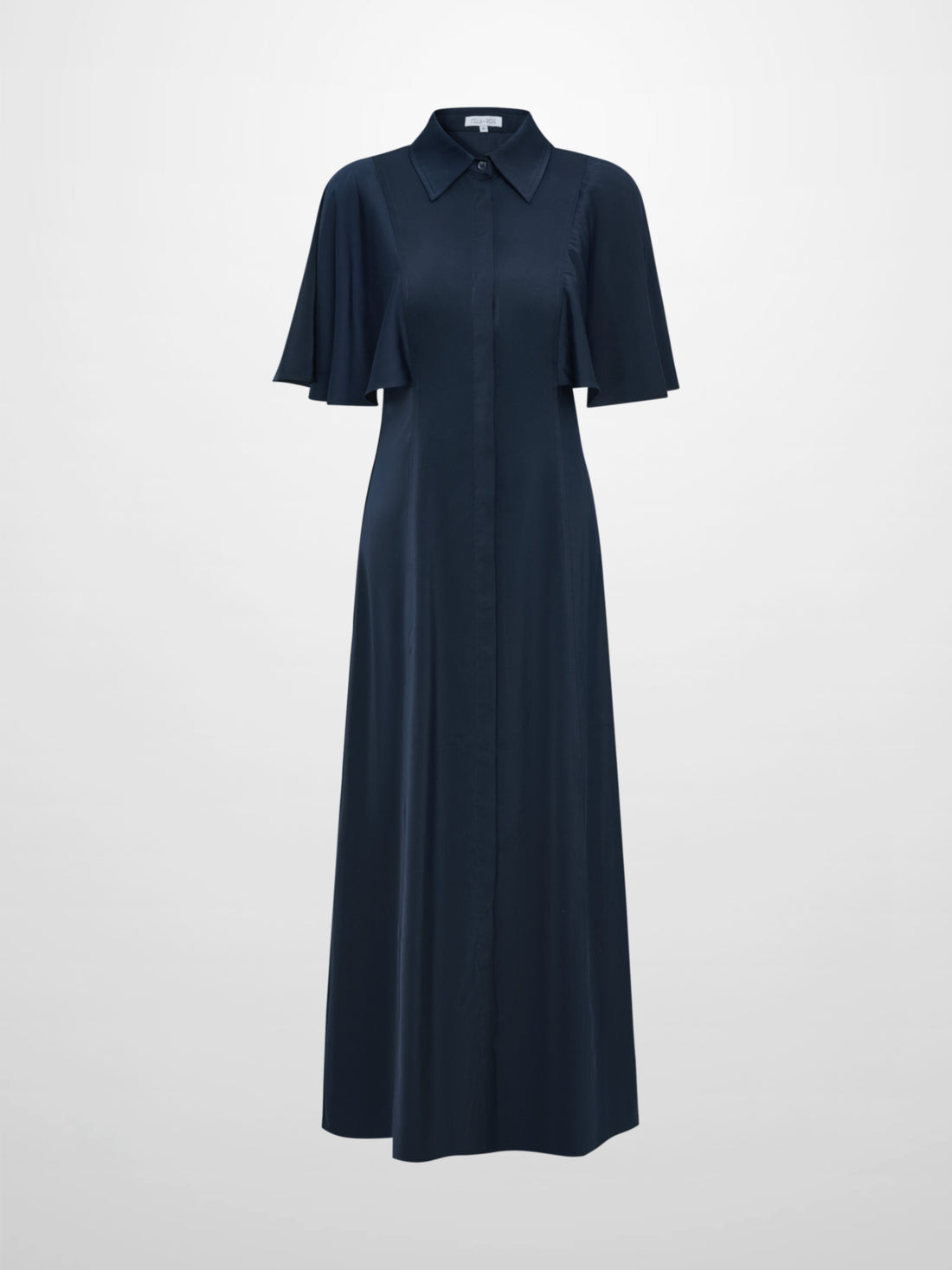 Cape Sleeve Maxi Shirtdress - Blue