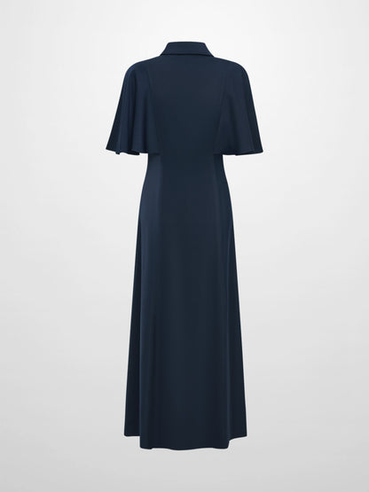 Cape Sleeve Maxi Shirtdress - Blue