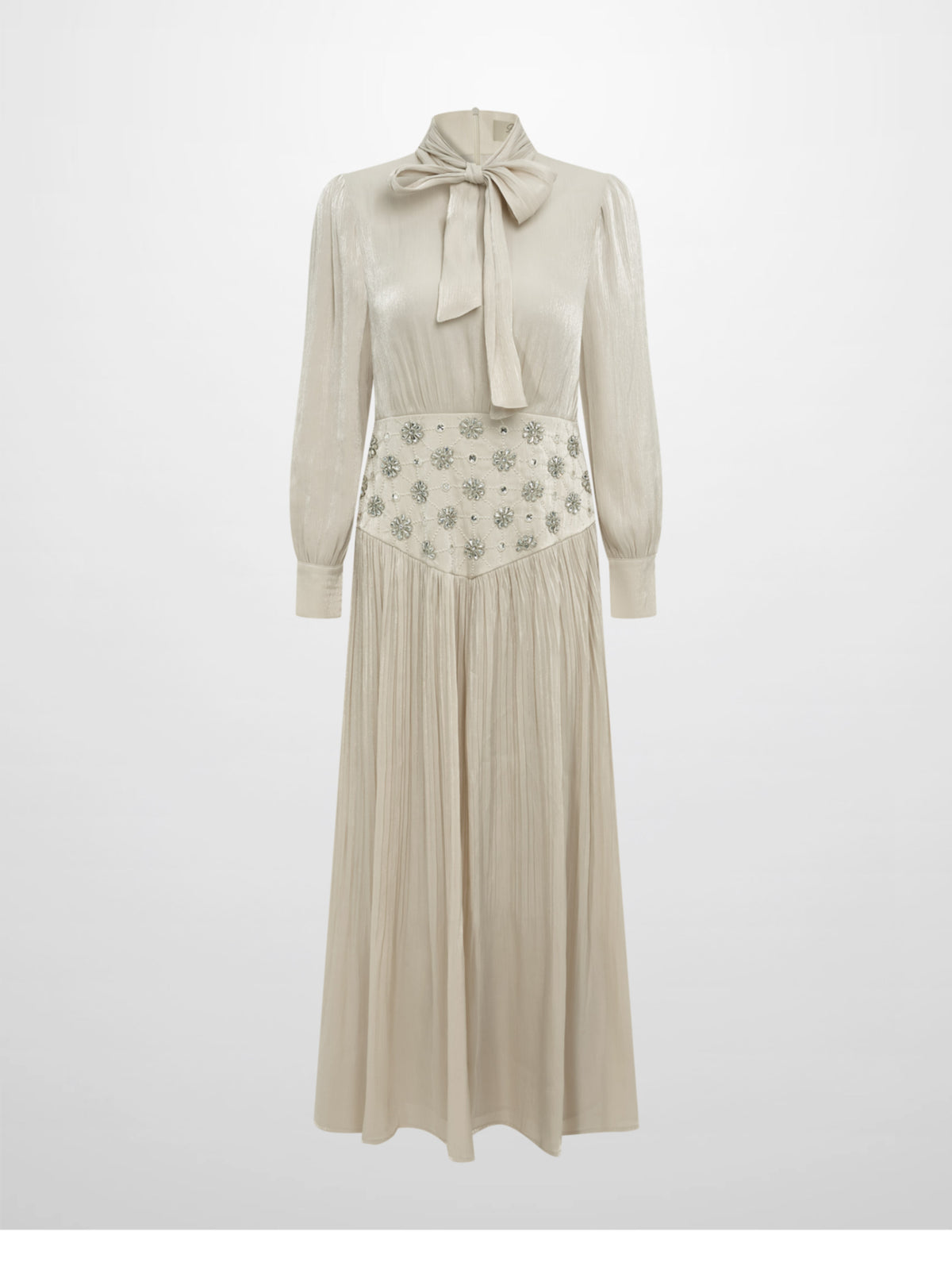 Embellished Yoke Dress - Cream
