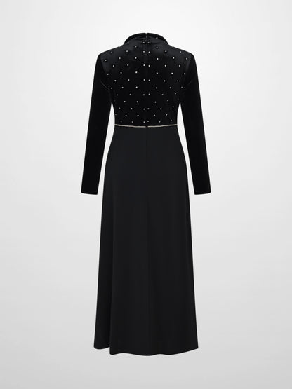 Rhinestone Embellished Dress - Black