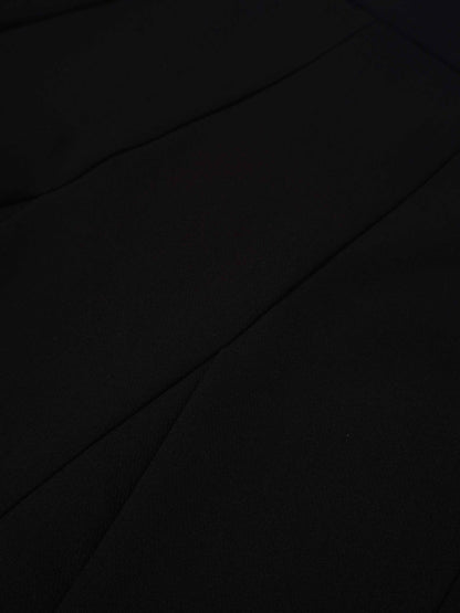 V Paneled Maxi Skirt-Black