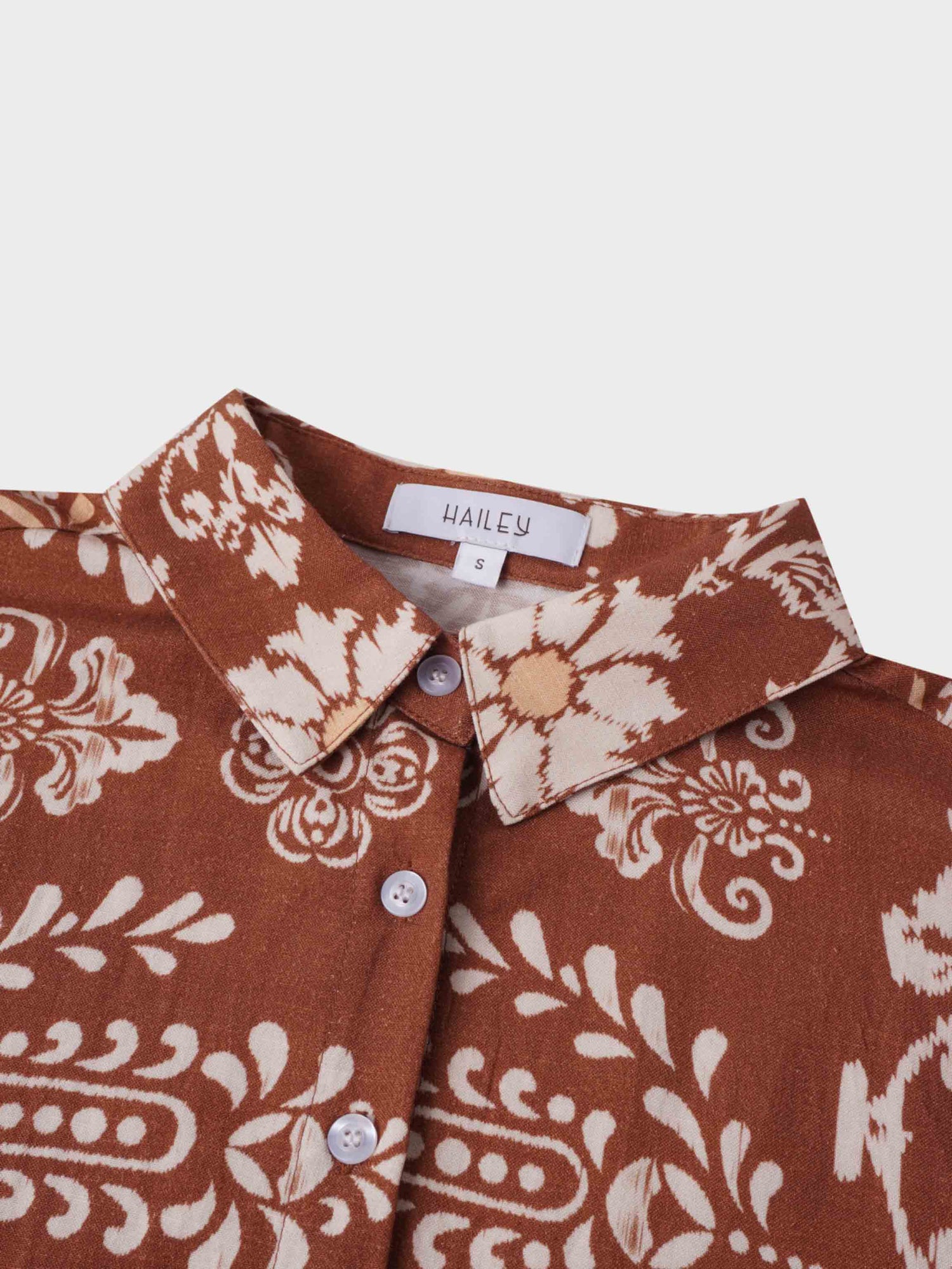 Printed Linen Blend Blouse-Geo Medallion