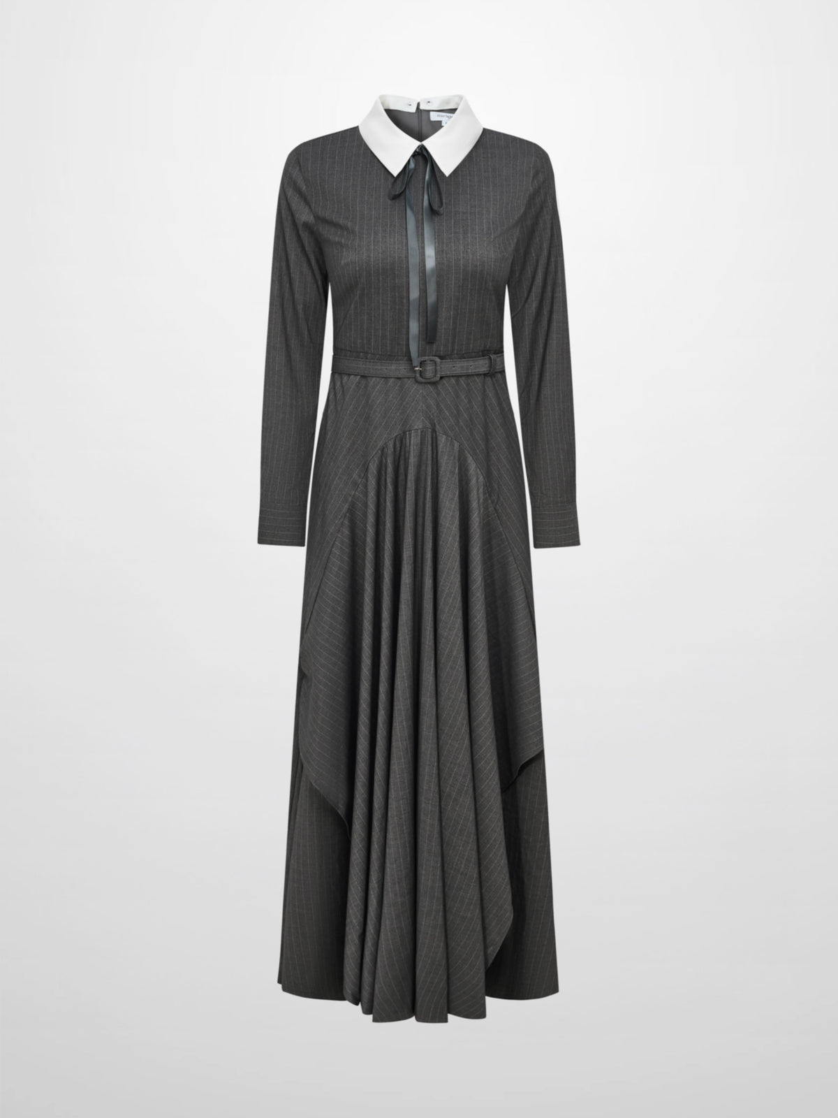 Pinstripe Overlay Dress - Grey Pinstripe
