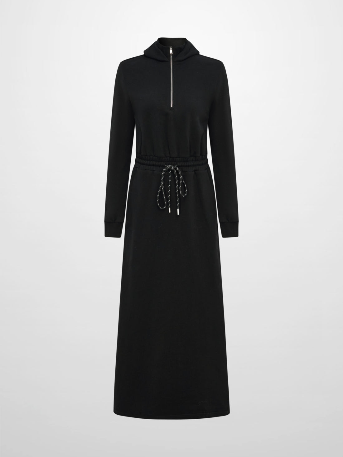 Hooded Sweatshirt Dress - Black