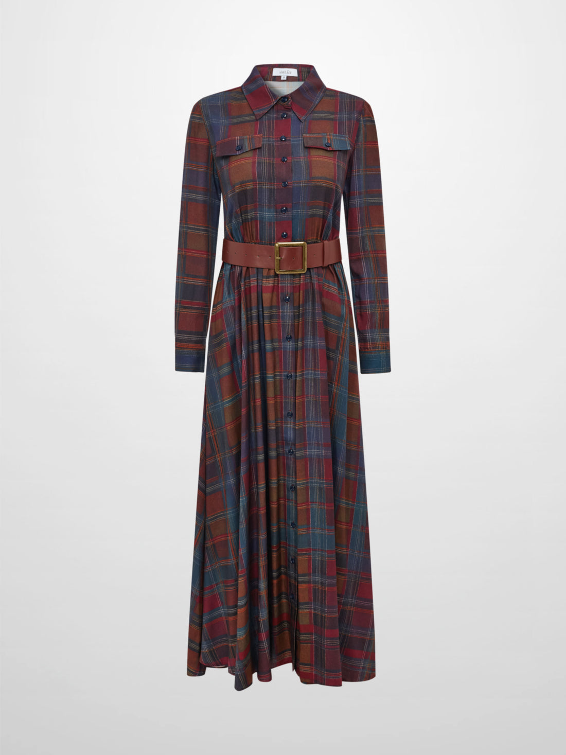 Maxi Plaid Shirt Dress - Multi Color