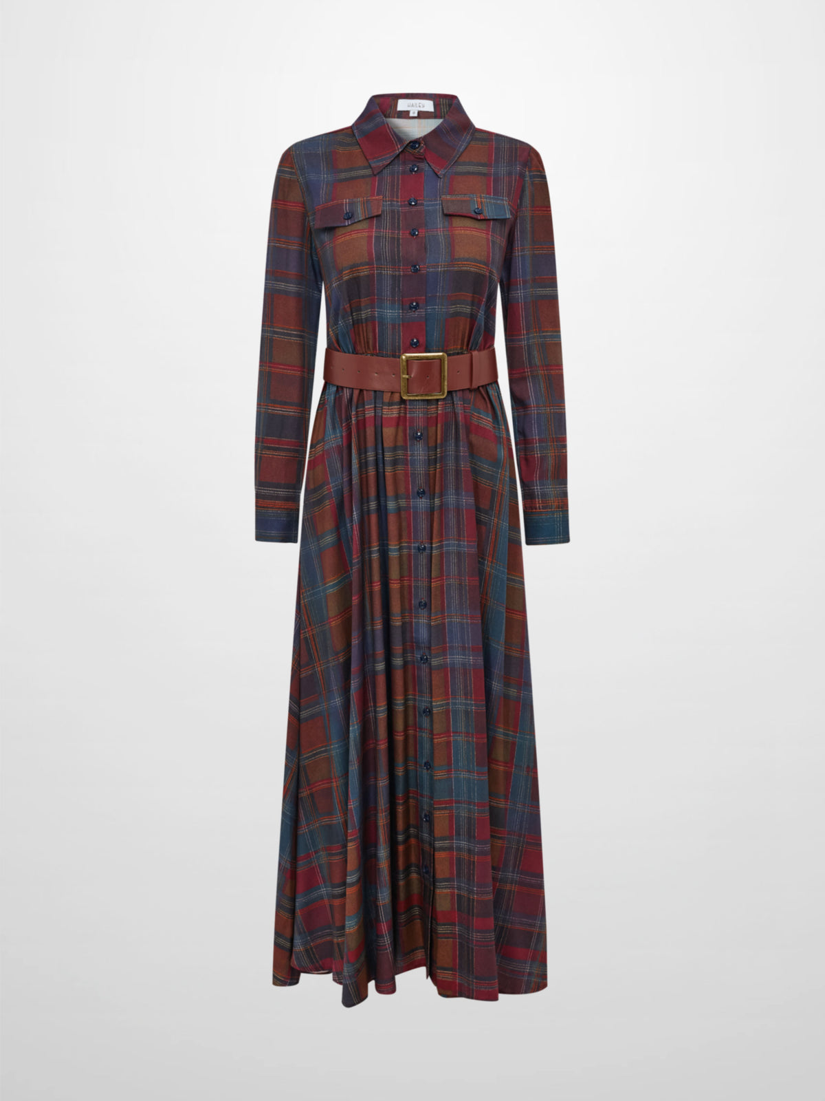Maxi Plaid Shirt Dress - Multi Color