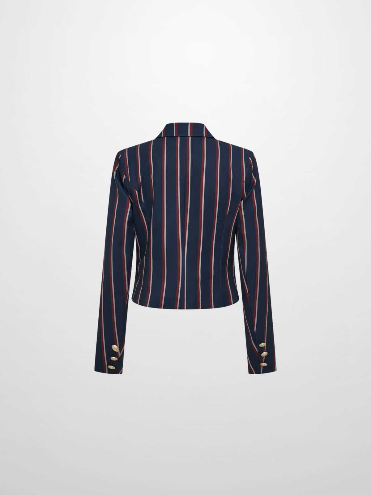 Crop Gold Button Jacket - Navy Stripe