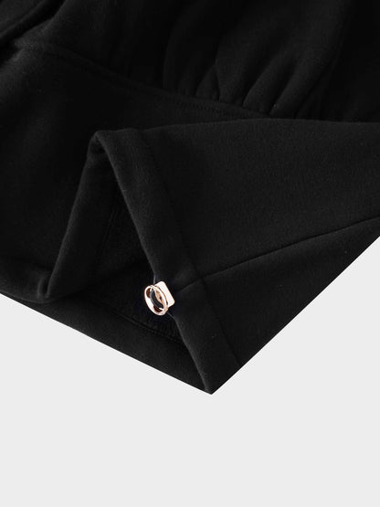 Bubble Sweatshirt Jacket-Black