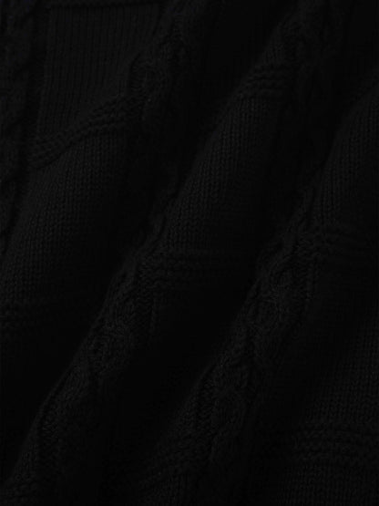 Cable Design Cardigan-Black