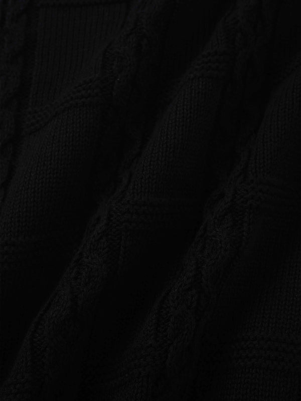Cable Design Cardigan-Black