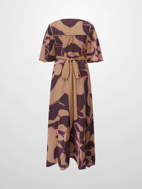 Flutter Sleeve Wrap Dress-Peach Floral