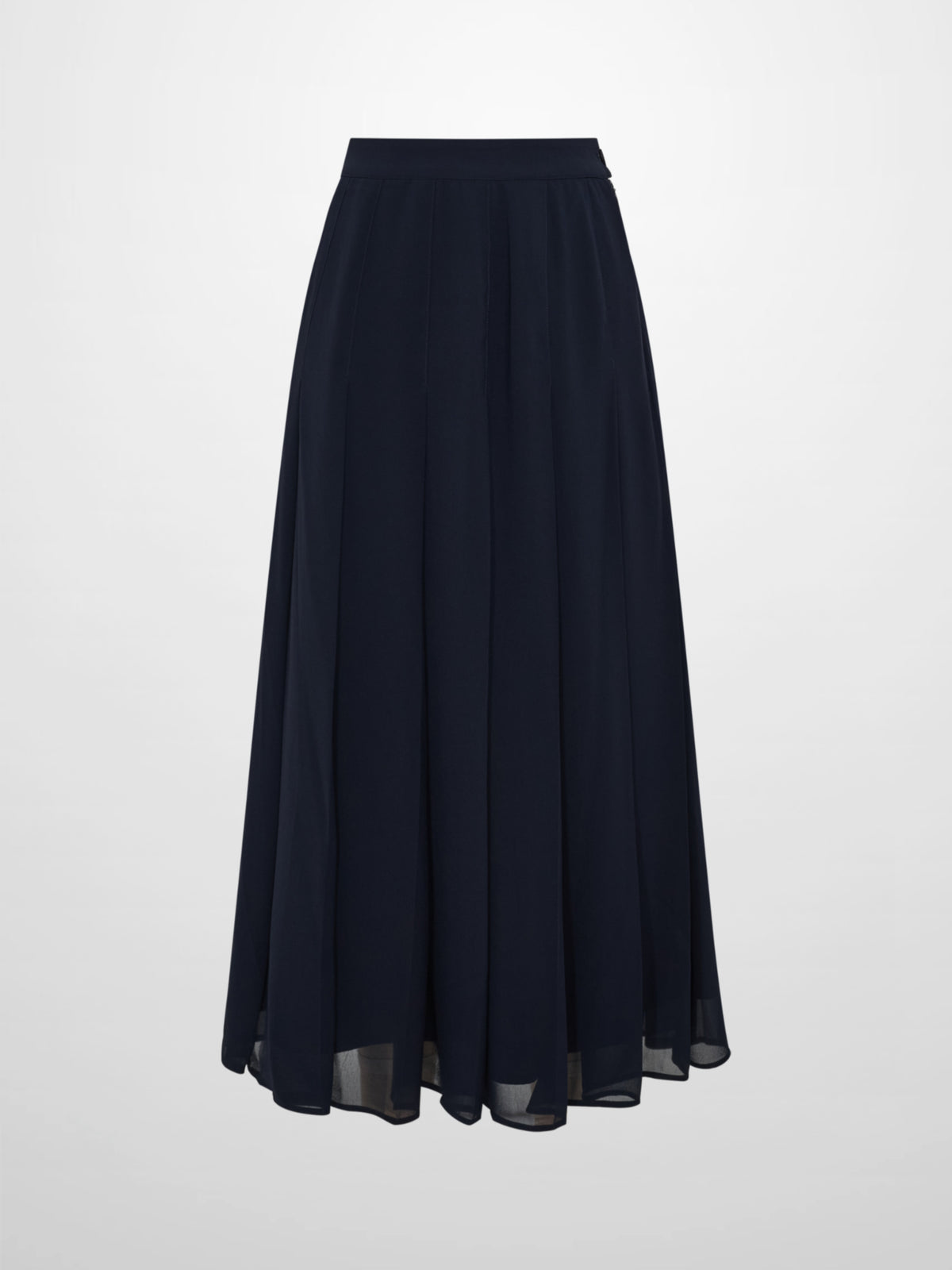 Chiffon Stitched Down Pleated Skirt - Navy