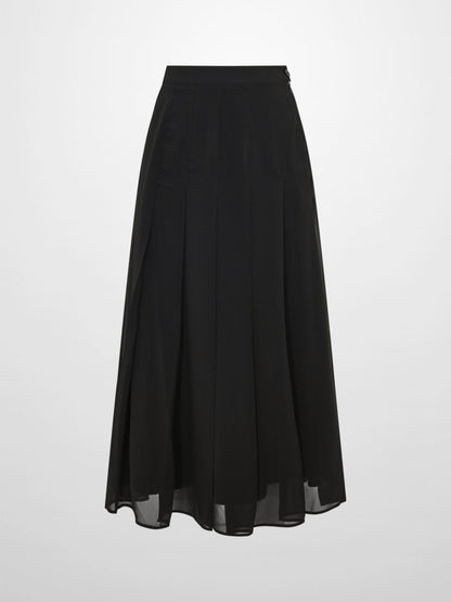 Chiffon Stitched Down Pleated Skirt - Black