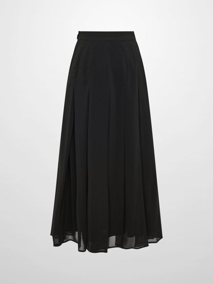 Chiffon Stitched Down Pleated Skirt - Black