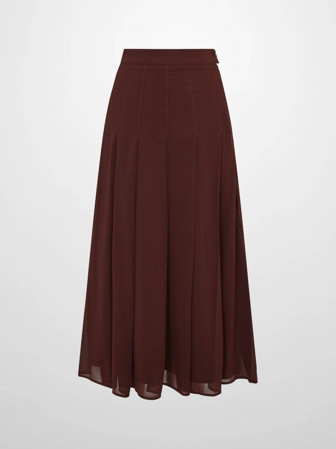 Chiffon Stitched Down Pleated Skirt - Brown