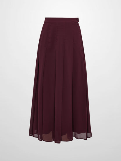 Chiffon Stitched Down Pleated Skirt - Burgundy
