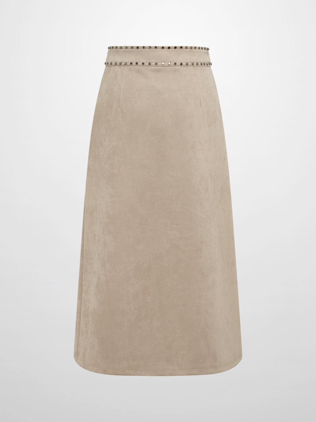Faux Wrap Stud Skirt - Oatmeal