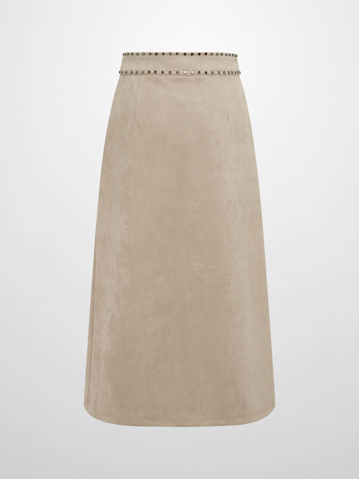 Faux Wrap Stud Skirt - Oatmeal
