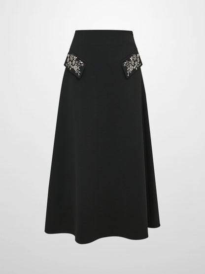 Aline Embelished Pocket Skirt - Black