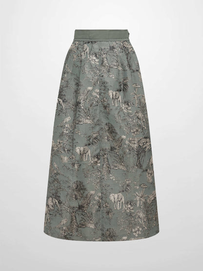 Brocade High Waist Belted Skirt - Toille