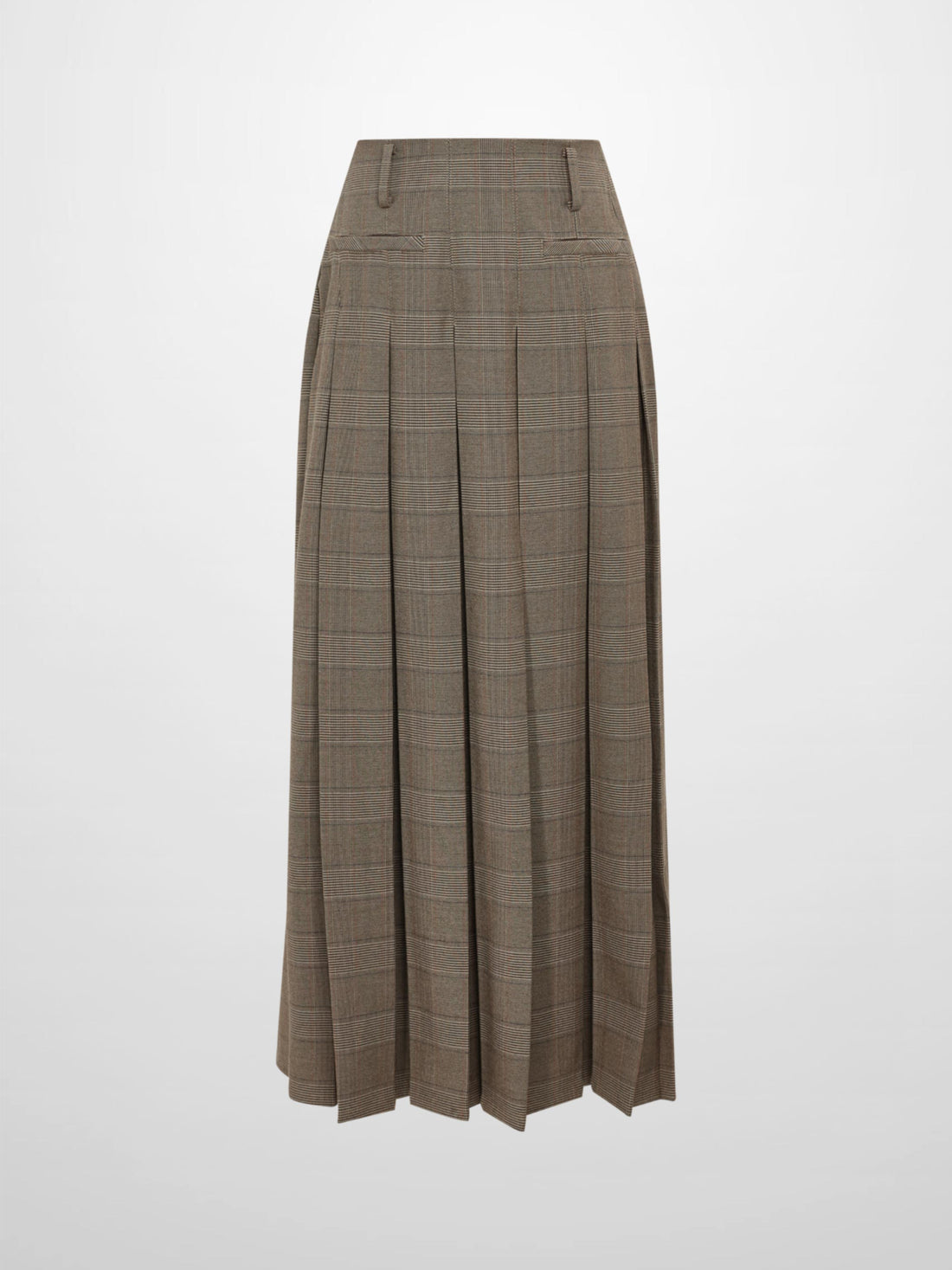Pocket Design Yoke Pleated Skirt - Black/Tan Plaid
