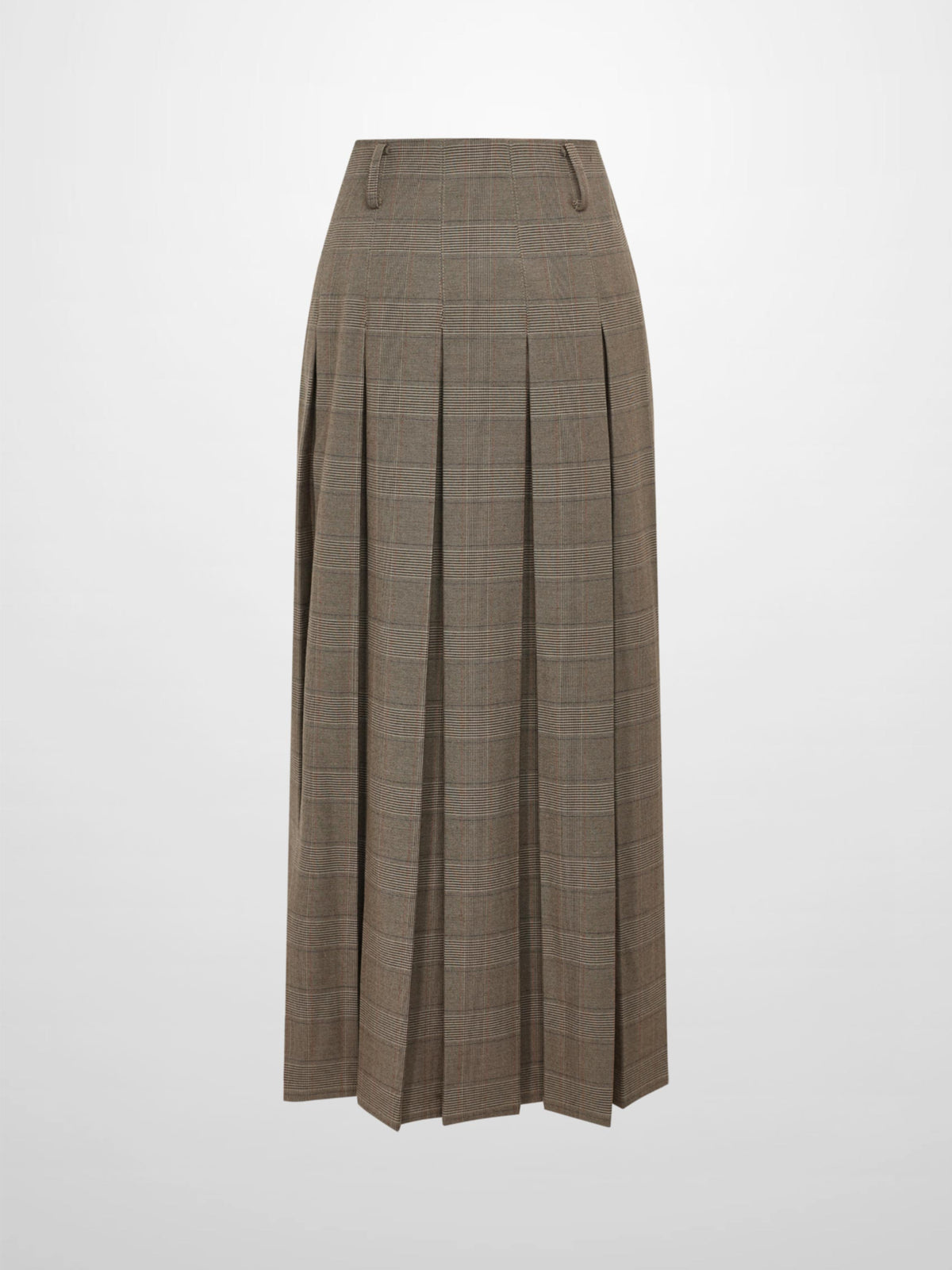 Pocket Design Yoke Pleated Skirt - Black/Tan Plaid