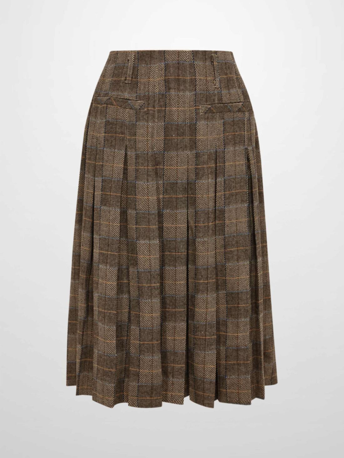 Plaid Pleat Pocket Skirt - Brown Plaid
