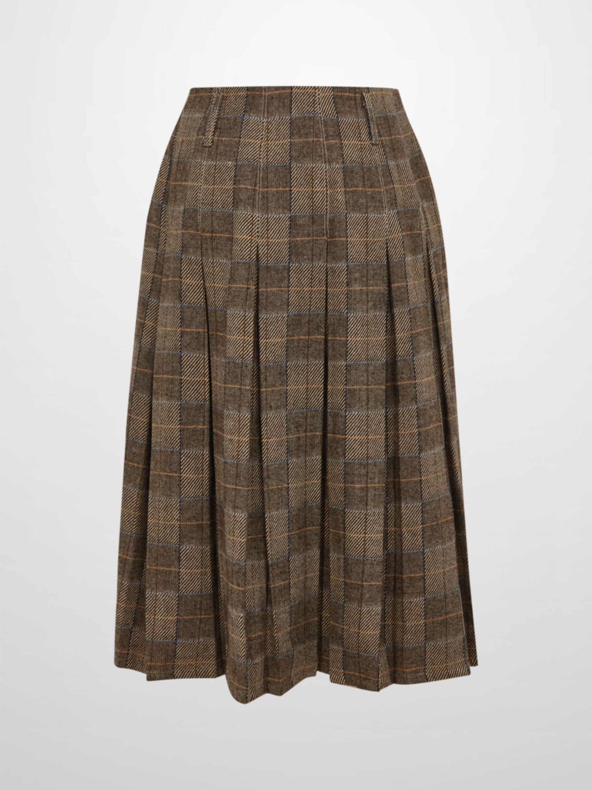 Plaid Pleat Pocket Skirt - Brown Plaid