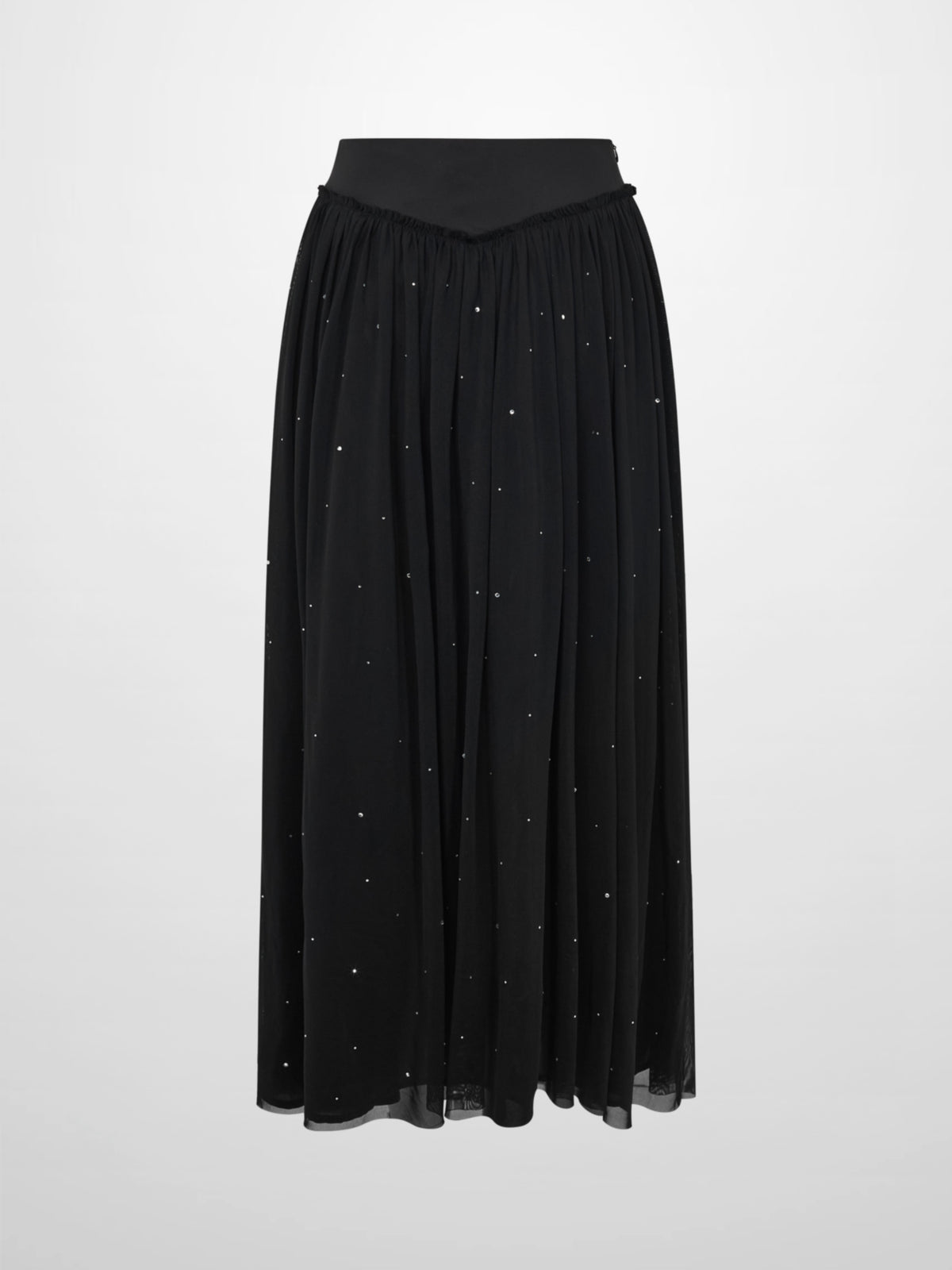 Rhinestone Embellished Mesh Skirt - Black
