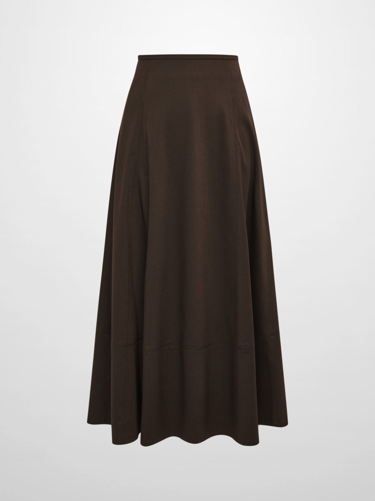 High Waisted Seamed Skirt - Chocolate Brown