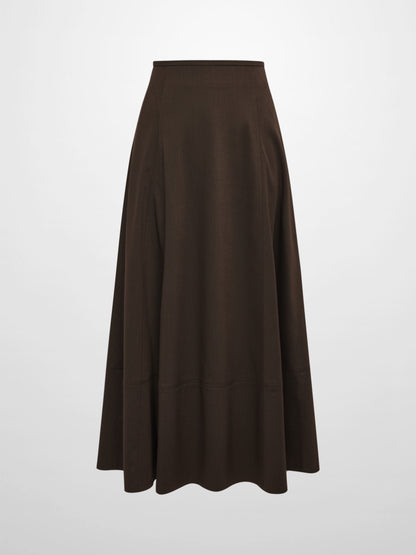 High Waisted Seamed Skirt - Chocolate Brown