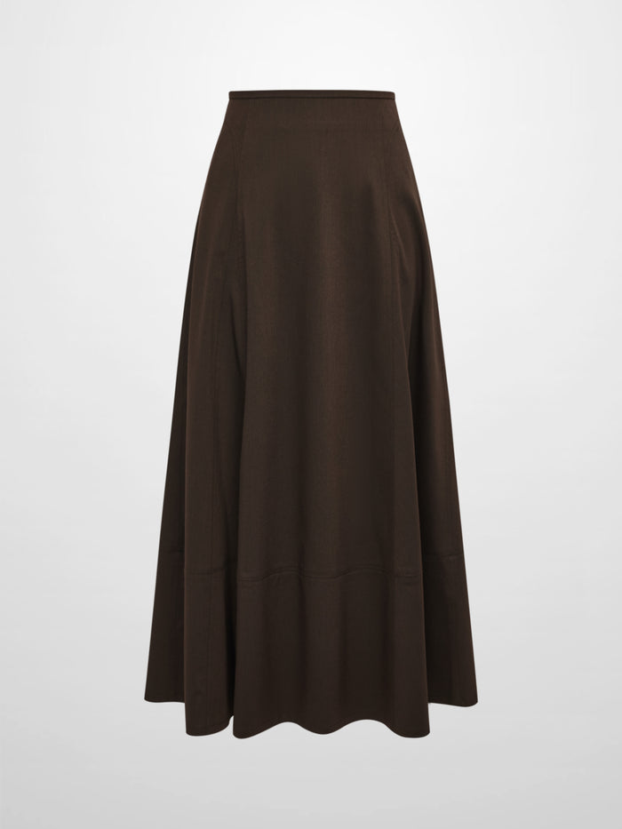 High Waisted Seamed Skirt - Chocolate Brown