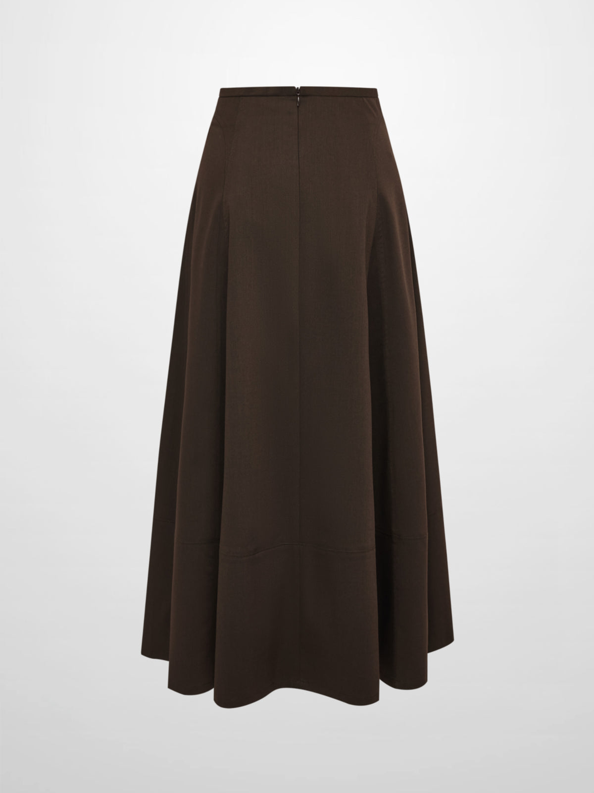 High Waisted Seamed Skirt - Chocolate Brown