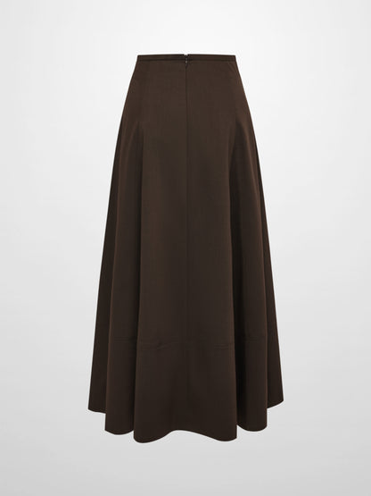 High Waisted Seamed Skirt - Chocolate Brown