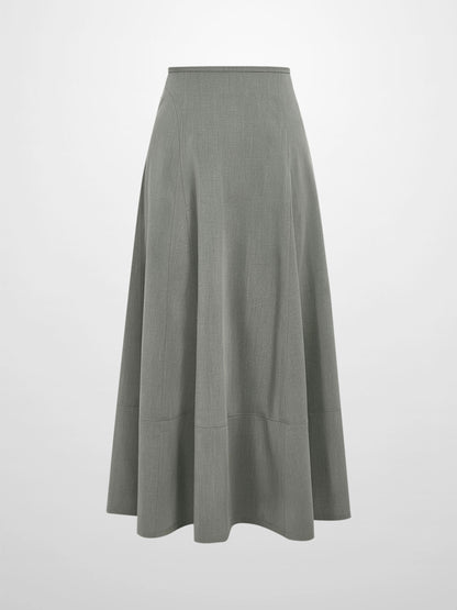 High Waisted Seamed Skirt - Grey