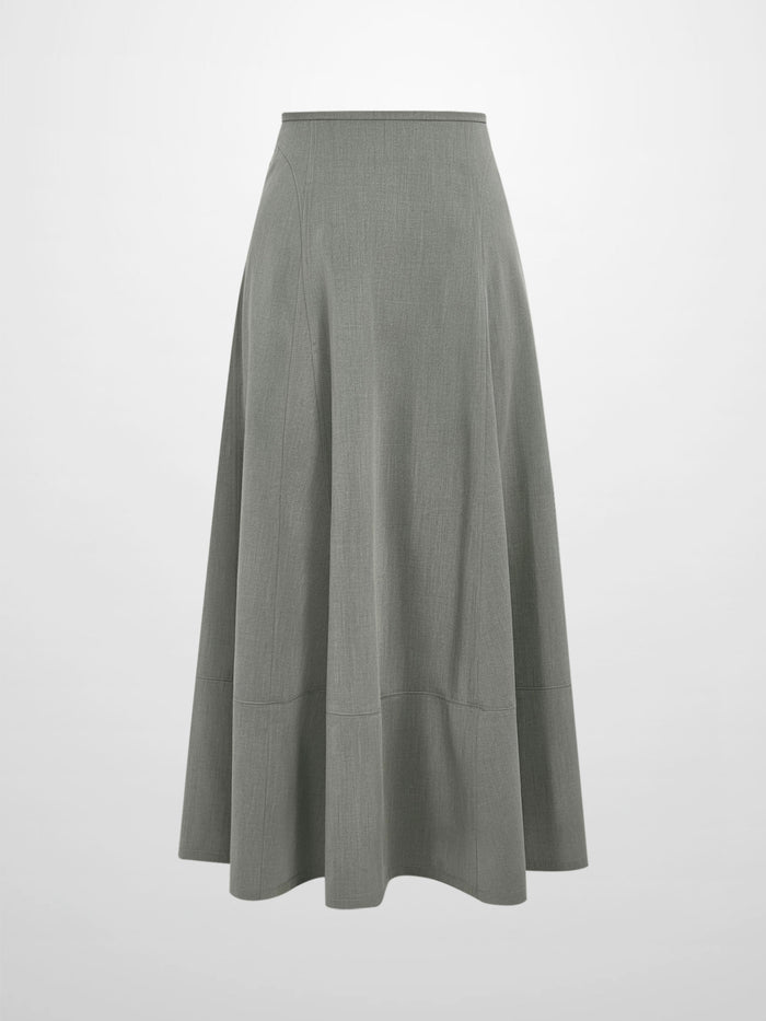 High Waisted Seamed Skirt - Grey