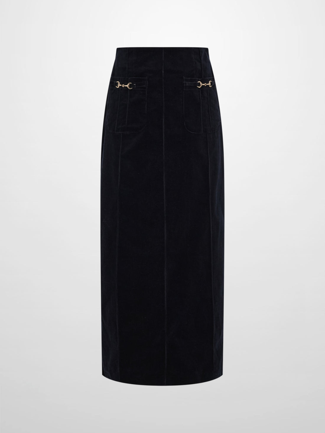 Chain Detail Corduroy Skirt - Navy