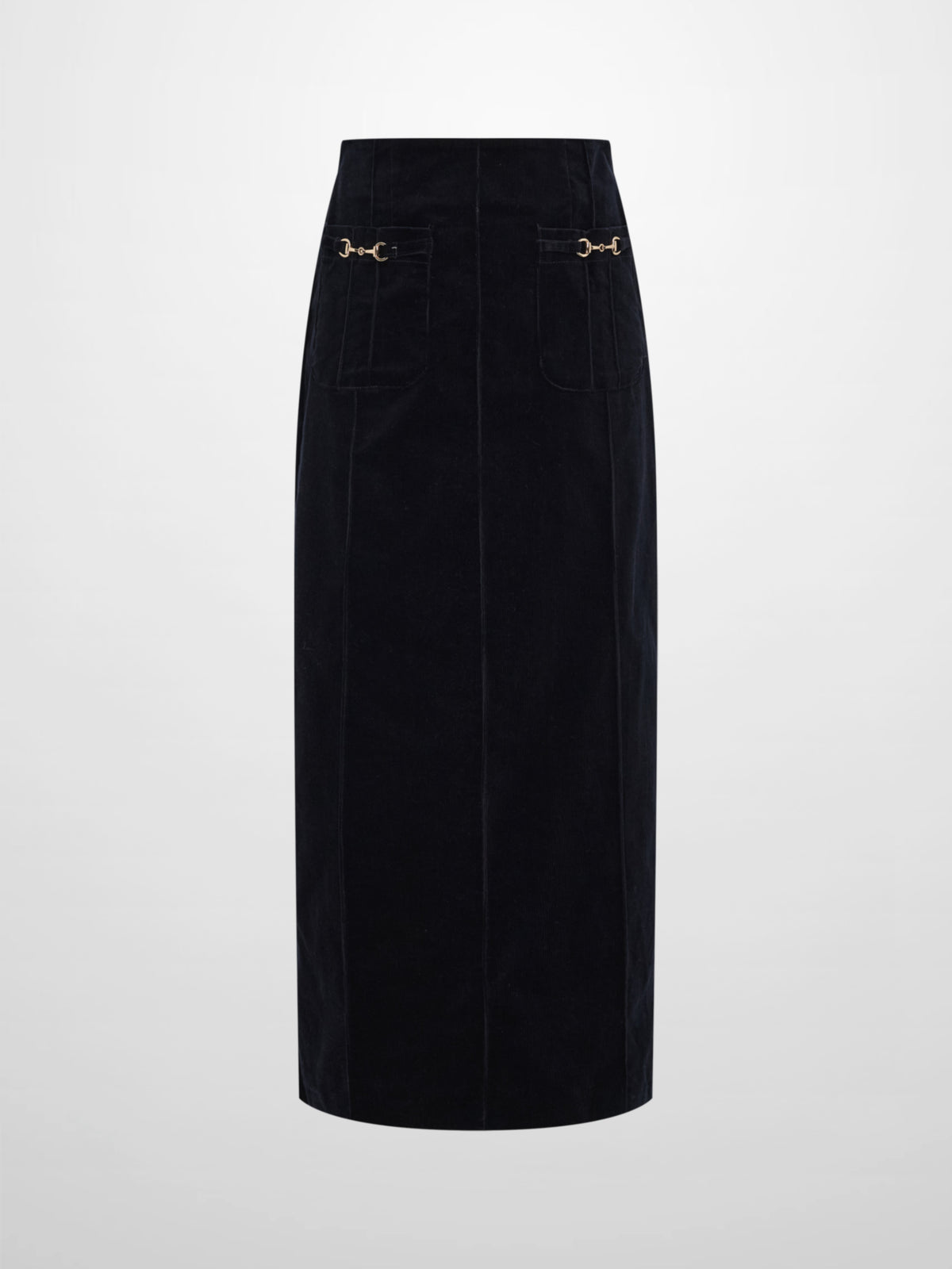 Chain Detail Corduroy Skirt - Navy