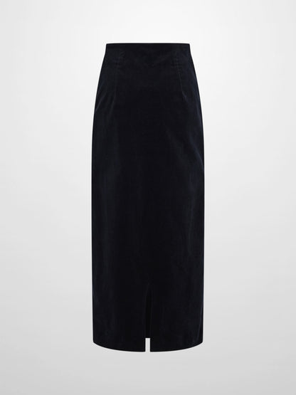 Chain Detail Corduroy Skirt - Navy