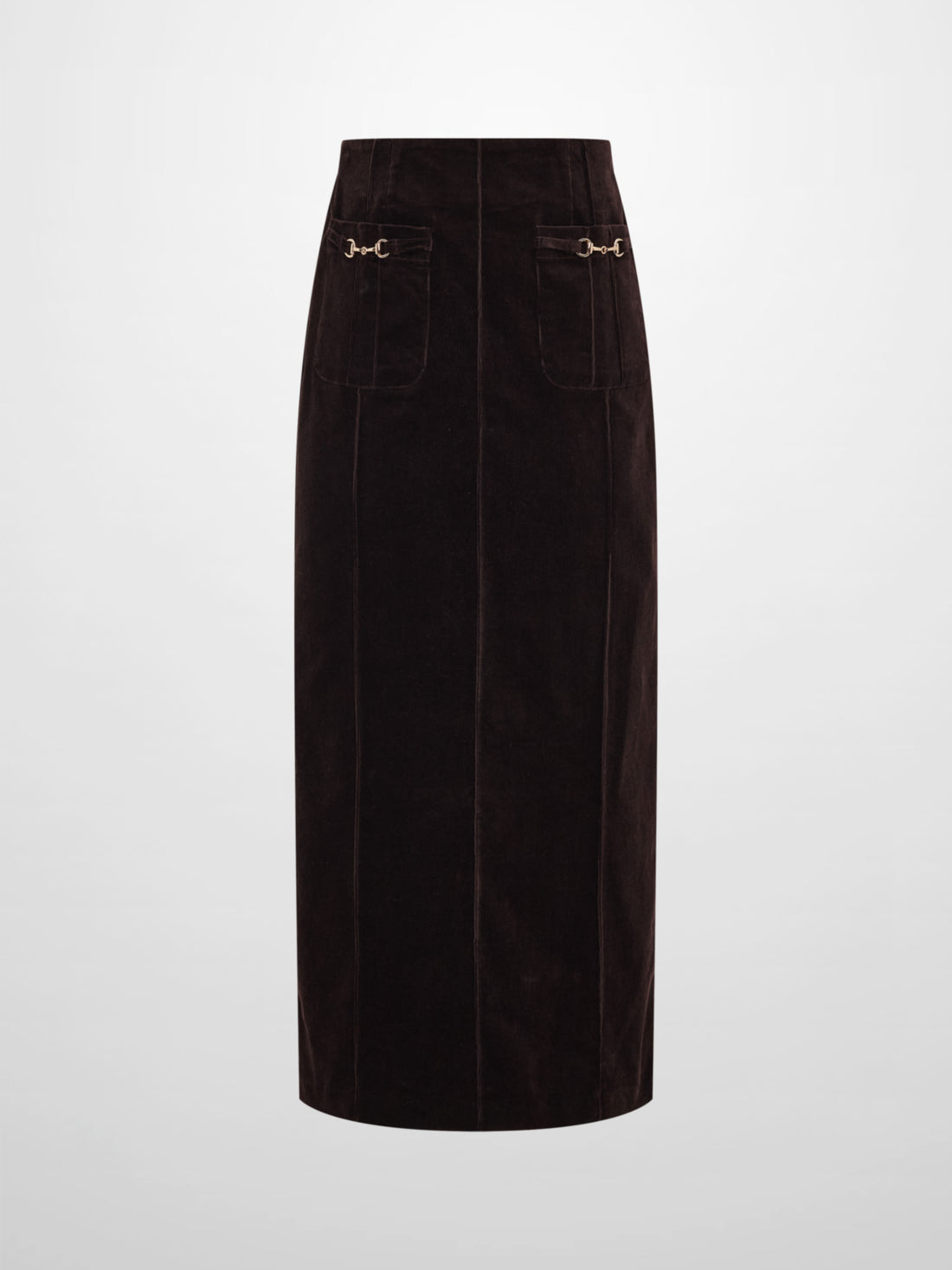 Chain Detail Corduroy Skirt - Brown