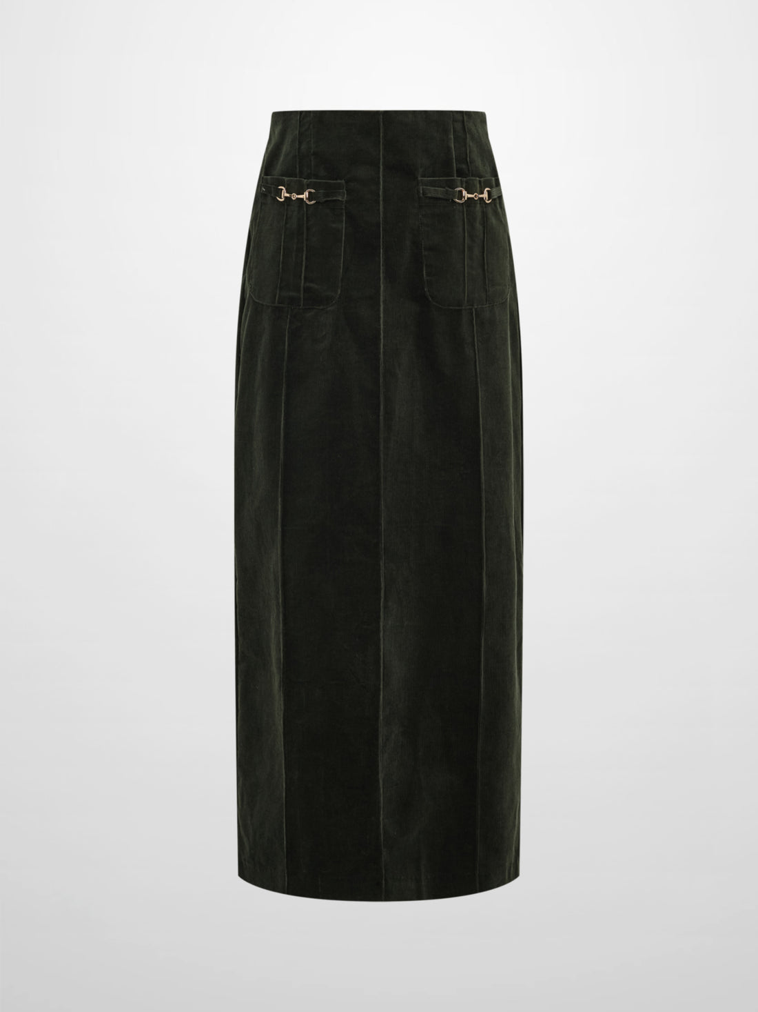 Chain Detail Corduroy Skirt - Emerald Green